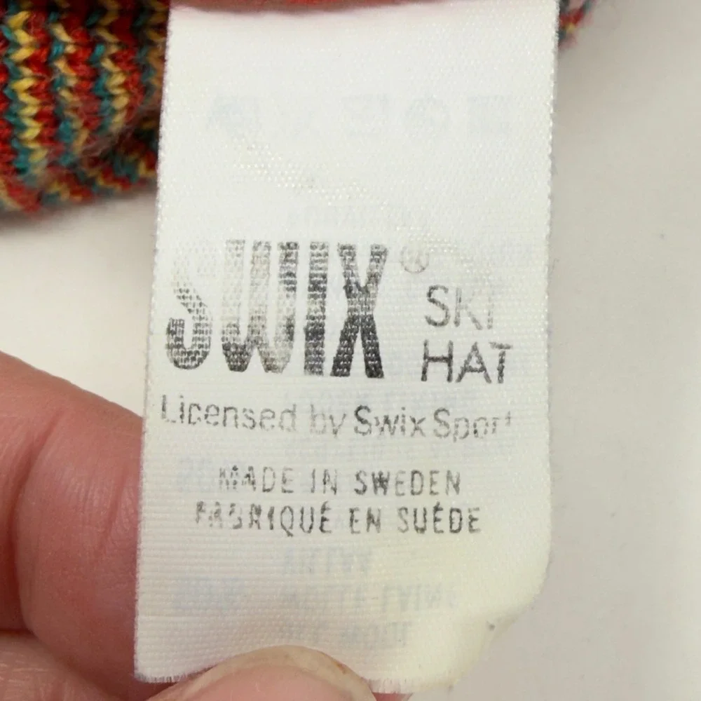 Vintage Swix Wool Blend Swedish Ski Nordic Hat w Tassel 50% Wool 50% Acrylic EUC